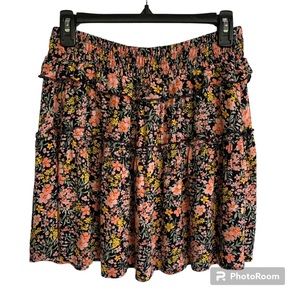 American Eagle Outfitters Size S New Black Multicolor Floral Short Skirt